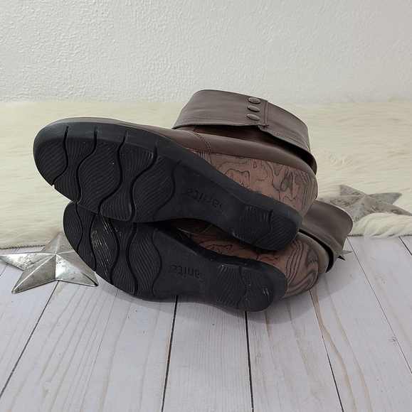 Sanita Maddox wedge ankle boots dark brown folded over buttons 38 - Picture 9 of 10